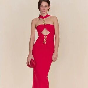 Cult Gaia Red Halter Sheath Dress